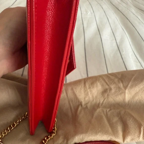 Yves Saint Laurent Red Chevron Crossbody WOC w/ COA - Picture 6 of 12